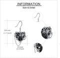 wholesale 925 Sterling Silver Gothic Black Heart Drop Earrings with Chain and Floral Details-0-4