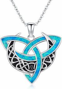 wholesale 925 Sterling Silver Blue Opal Celtic Knot Pendant Necklace for Women-Celtic Moon