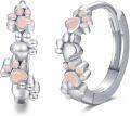 wholesale 925 Sterling Silver Pink Paw Print Huggie Hoop Earrings for Women - Small Animal Lover Gift Ideas-0-0