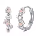 wholesale 925 Sterling Silver Pink Paw Print Huggie Hoop Earrings for Women - Small Animal Lover Gift Ideas-0-0