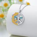 wholesale 925 Sterling Silver Turquoise Sunflower Western Cow Skull Pendant Necklace-0-1