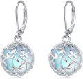 wholesale 925 Sterling Silver Blue Opalite Round Leaf Design Leverback Drop Earrings-0-0