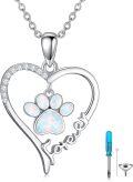 wholesale 925 Sterling Silver Heart Opal Paw Print Forever Love Charm Pendant Necklace-0-0