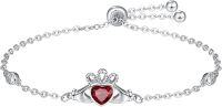 wholesale 925 Sterling Silver Birthstone Claddagh Bracelet for Women Irish Jewelry Gifts-January-Garnet