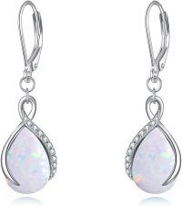 wholesale 925 Sterling Silver Opal Pear-Shaped Drop Earrings with Leverback Hooks for Women Gift Ideas-Infinity Opal
