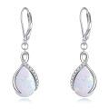 wholesale 925 Sterling Silver Opal Pear-Shaped Drop Earrings with Leverback Hooks for Women Gift Ideas-0-0