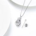 wholesale 925 Sterling Silver Pink Crystal Teardrop Pendant with Custom Engraving & Box Chain Necklace-0-2