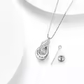 wholesale 925 Sterling Silver Pink Crystal Teardrop Pendant with Custom Engraving & Box Chain Necklace-0-2