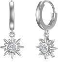 wholesale 925 Sterling Silver CZ Sun & Moon Drop Hoop Earrings for Women Girls  4cm Long-0-0