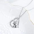 wholesale 925 Sterling Silver Heart-Shaped Panda Pendant Necklace with Cubic Zirconia and Engraved I Love You & Forever 18 inches Chain Length-0-4