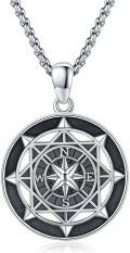 wholesale 925 Sterling Silver Compass Pendant Necklace  - Graduation Gift for Him & Her-0-0