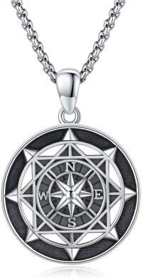 wholesale 925 Sterling Silver Compass Pendant Necklace  - Graduation Gift for Him & Her-C-Compass