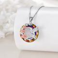 wholesale 925 Sterling Silver Rainbow Crystal Hummingbird Flower Pendant Necklace for Women-0-1