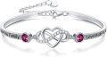 wholesale Sterling Silver Adjustable Infinity Heart Bangle for Women-0-0