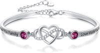 wholesale 925 Sterling Silver Pink Crystal Love Made You Family Adjustable Infinity Heart Bracelet for Women-Bangle for Daughter-in-law(Purple)