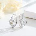 wholesale 925 Sterling Silver Flower Drop Earrings with Cubic Zirconia and Gold Accents - Vintage Style  for Mom on Mothers Day-0-4
