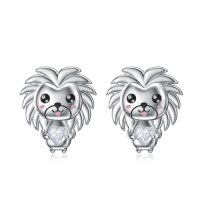 wholesale 925 Sterling Silver Heart-Shaped Dog Stud Earrings for Women and Girls-Lion