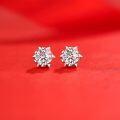 wholesale 14K White Gold Moissanite Snowflake Earrings, D Color VVS Clarity, 5mm 0.5ct or 6.5mm 1ct, Heart Arrows Cut, Hypoallergenic Jewelry Gift for Women-0-1