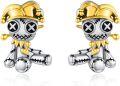 wholesale 925 Sterling Silver Metal Jester Skull Stud Earrings - Gothic Horror Halloween Jewelry-0-0