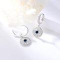 wholesale 925 Sterling Silver Blue Opal Evil Eye Huggie Hoop Earrings for Women - Hypoallergenic  Idea-0-7