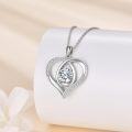 wholesale 925 Sterling Silver Round Cut Moissanite Double Heart Pendant Necklace with Chain - Gifts for Her (1 ct)-0-3
