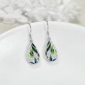 wholesale 925 Sterling Silver Green Leaf Drop Earrings-0-3