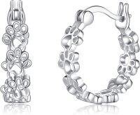 wholesale 925 Sterling Silver Paw Print Huggie Hoop Earrings for Women Girls-Paw