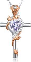 wholesale Sterling Silver Rose Cross Pendant Necklace for Women-0-102
