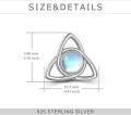 wholesale 925 Sterling Silver Moonstone Triquetra Stud Earrings - Celtic Knot Design Hypoallergenic Triskele Jewelry for Women Girls Gifts-0-3