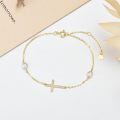 wholesale 10K Gold & Freshwater Pearl Dainty Cross Bracelet for Women, Religious Gift-0-3
