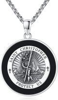 wholesale 925 Sterling Silver Saint Christopher Protect Us Medal Pendant Necklace Catholic s for Men & Women-0-0