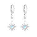 wholesale 925 Sterling Silver Gold-Plated Moonstone & Opal Starburst Leverback Drop Earrings-0-0
