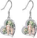 wholesale 925 Sterling Silver Heart Family Photo Dangle Earrings for Dad and Daughter Gifts-0-1