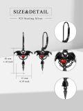 wholesale 925 Sterling Silver Bat Heart Dangle Earrings for Women Gothic Halloween -0-4