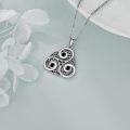 wholesale 925 Sterling Silver Black Onyx Celtic Triquetra Knot Pendant Necklace 45cm Chain-0-4