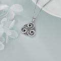 wholesale 925 Sterling Silver Black Onyx Celtic Triquetra Knot Pendant Necklace 45cm Chain-0-4