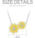 wholesale Gold-Plated 925 Sterling Silver Heart-Shaped Sunflower Pendant Necklace with Cubic Zirconia Accents-0-4