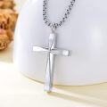 wholesale 925 Sterling Silver Cremation Memorial Cross Urn Pendant Necklace  for Men & Women w/ Gift Box and Funnel - Customizable Text on Back-0-2