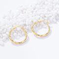 wholesale 14K Gold Bamboo Patterned Hoop Earrings for Women - Shiny & Polished 12-50mm-0-1