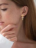 wholesale Gold 925 Sterling Silver Bow and Cross Stud Earrings for Women - Faith  Ideas-0-4