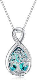 wholesale 925 Sterling Silver Birthstone Valentine s Day Tree of Life Teardrop Necklace-0-45