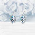 wholesale 925 Sterling Silver Om Symbol Abalone Shell Leverback Earrings 3D Triquetra Design Yoga s for Women Girls-0-2