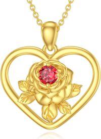 wholesale 14K Gold Plated 925 Sterling Silver Birthstone Love Rose Necklace for Women-A1-January