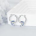 wholesale 925 Sterling Silver Blue Enamel Shark Hoop Earrings for Women Girls Gift Idea-0-2