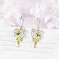 wholesale 925 Sterling Silver Heart-Shaped Honeycomb with Bee and Flower Drop Earrings - Gift for Her-0-2