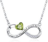 wholesale  Sterling Silver Best Friend Mother Couple Necklace for Women Sisters Mom Lovers Gift -Peridot