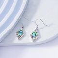 wholesale 925 Sterling Silver Abalone Shell Cubic Zirconia-Shaped Drop Earrings with Intricate Scrollwork Design-0-1