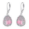 wholesale 925 Sterling Silver Tree Of Life Drop Earrings Wholesale With Green Stone-0-18