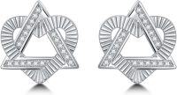wholesale 925 Sterling Silver Triangle Cubic Zirconia Stud Earrings for Women-Star of David