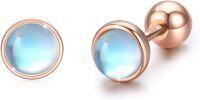 wholesale 925 Sterling Silver Blue Opalite Round Studs Cartilage Helix Piercing Jewelry-B-Rose Gold 4.0 Millimeters